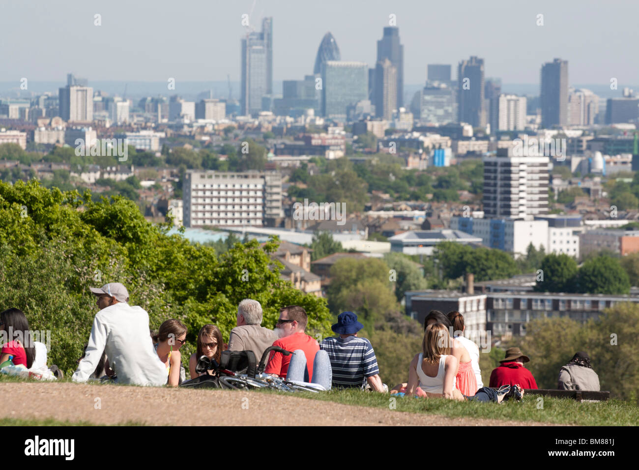 La colline du Parlement Hampstead Heath vue sur le Nord de Londres et la ville Banque D'Images