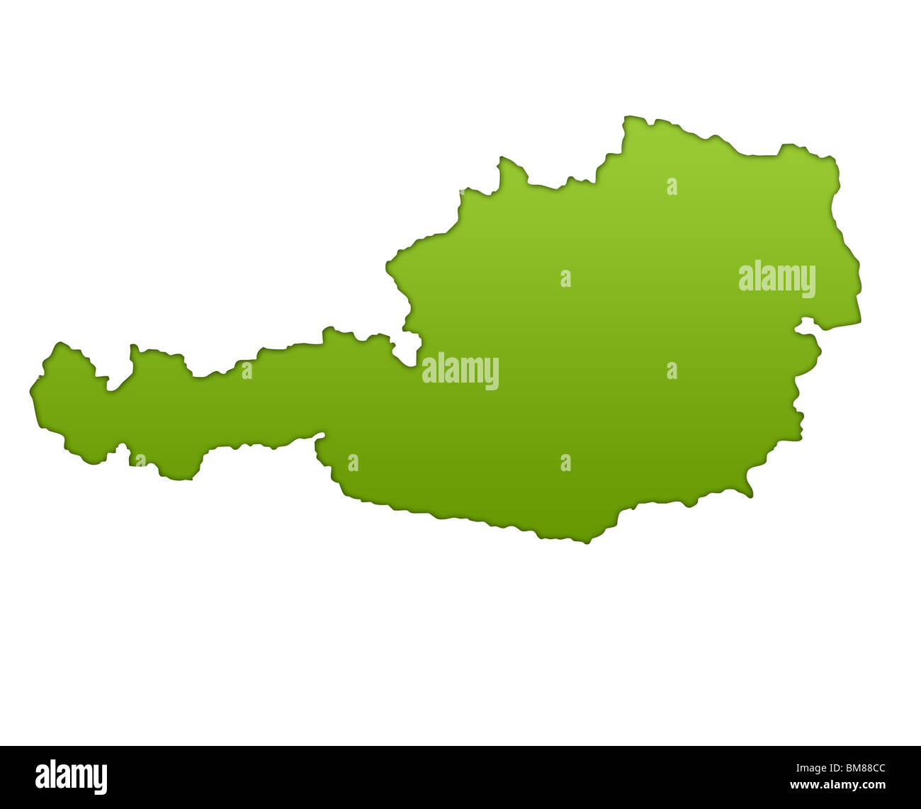 Autriche carte en vert dégradé, isolé sur fond blanc. Banque D'Images