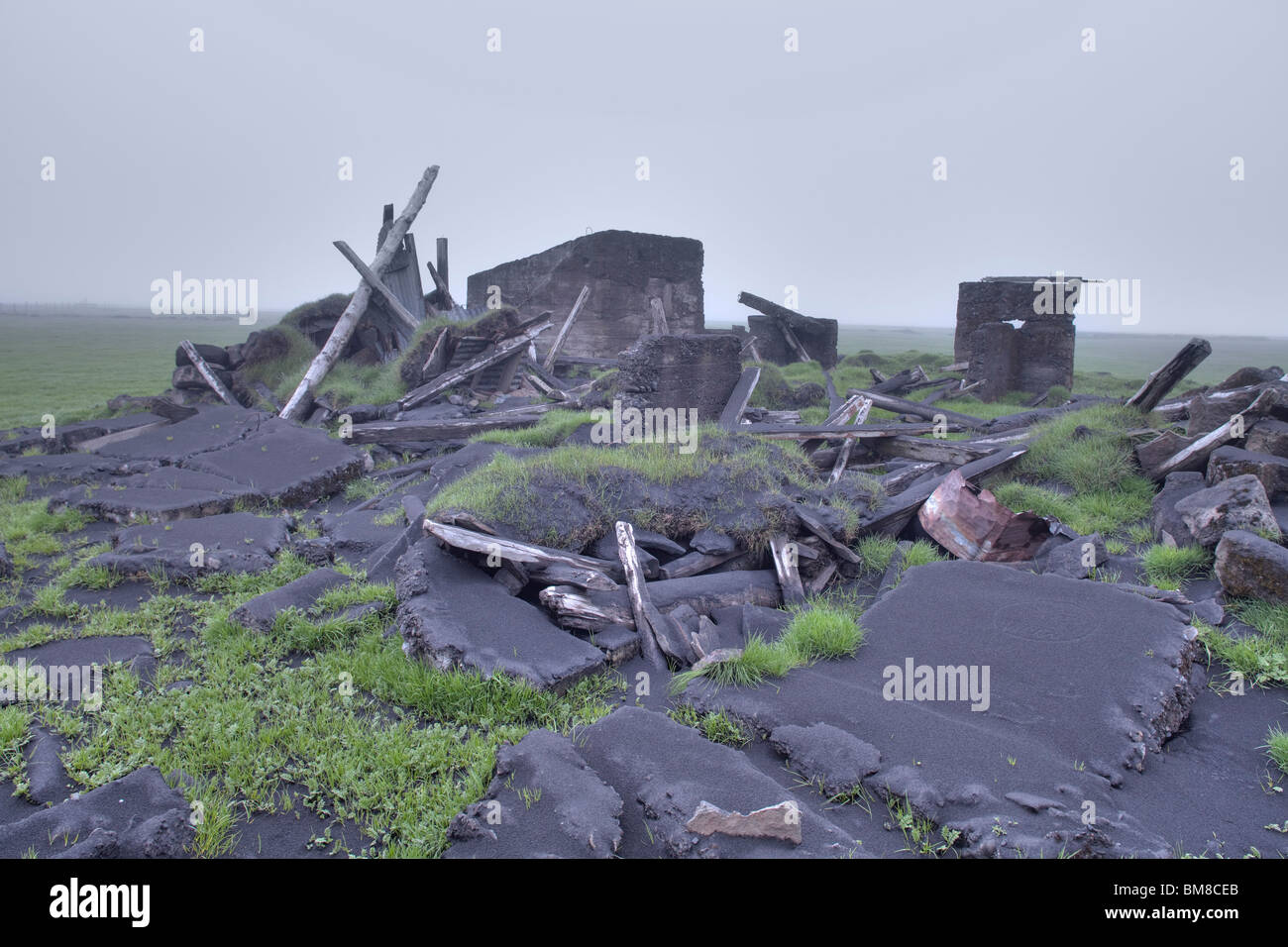 Ferme abandonnée à Hrutafell, Eyjafjoll, Islande Banque D'Images