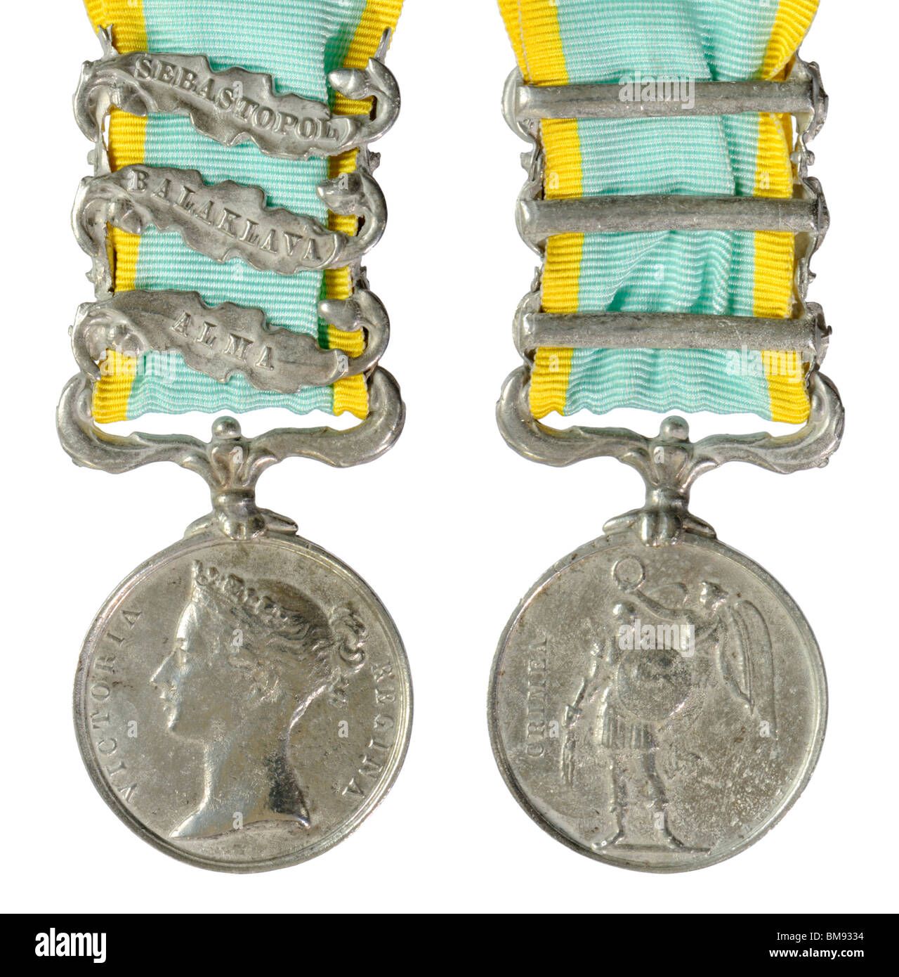 Médaille de la guerre de Crimée (réplique) avec Sebastopol Balaklava, fermoirs et Alma Banque D'Images