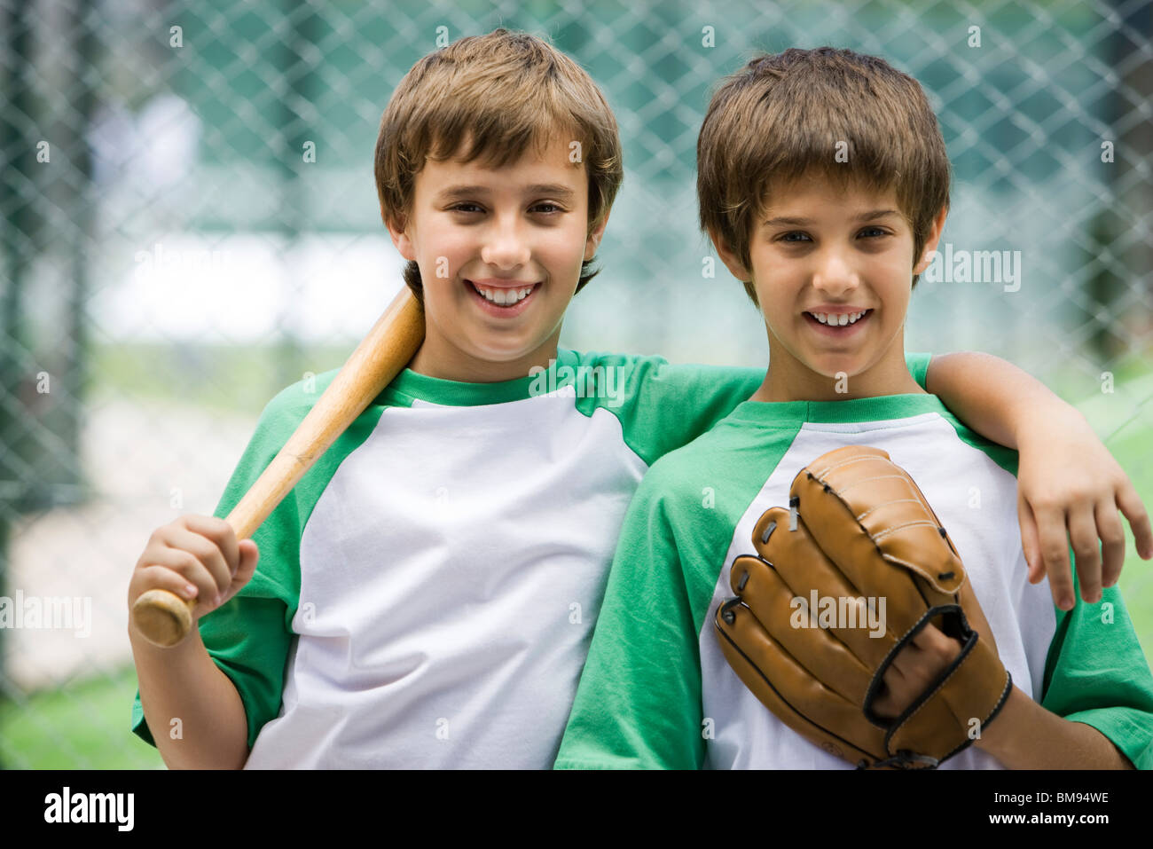 Les jeunes joueurs de baseball, portrait Banque D'Images