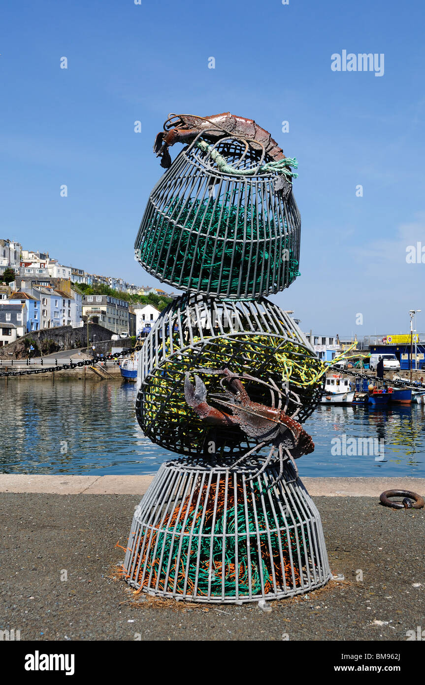 Une sculpture de homard au port de Brixham, Devon, UK Banque D'Images