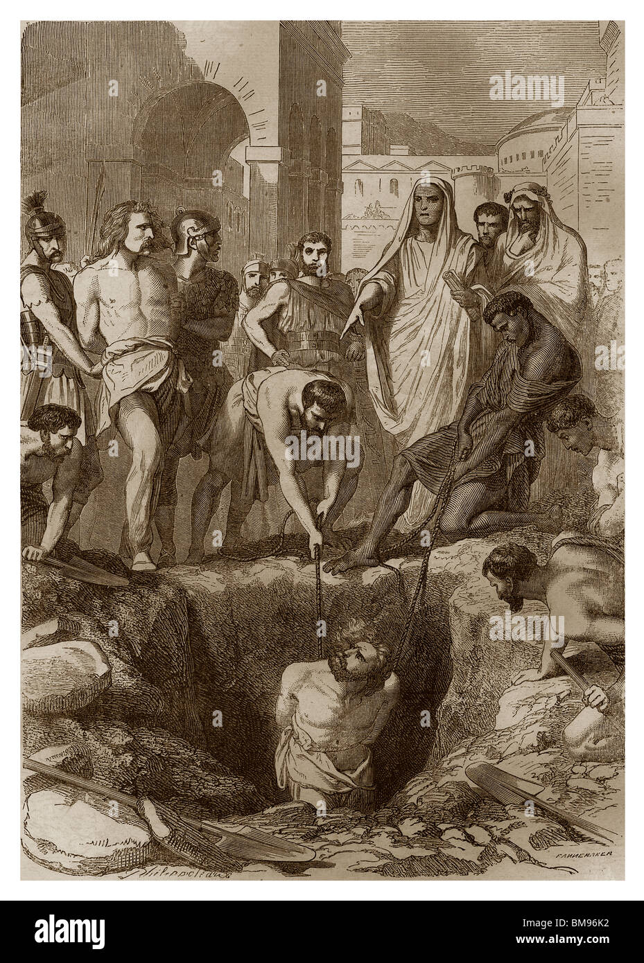 En 232 av. J.-C., les Gaulois enterrés vivants au milieu des taureaux marché. Banque D'Images