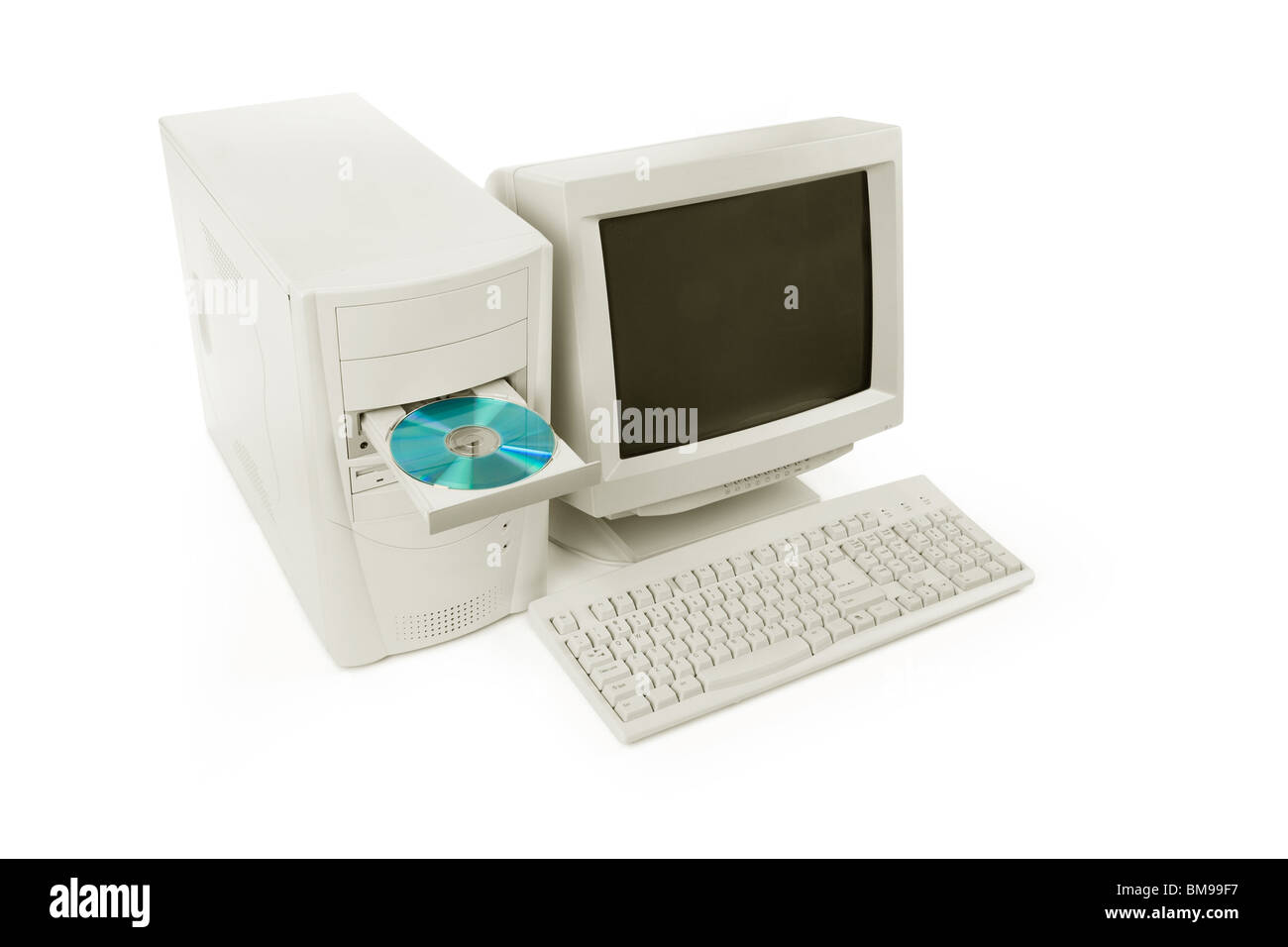 L'ordinateur de bureau et de CD-ROM close up shot Banque D'Images