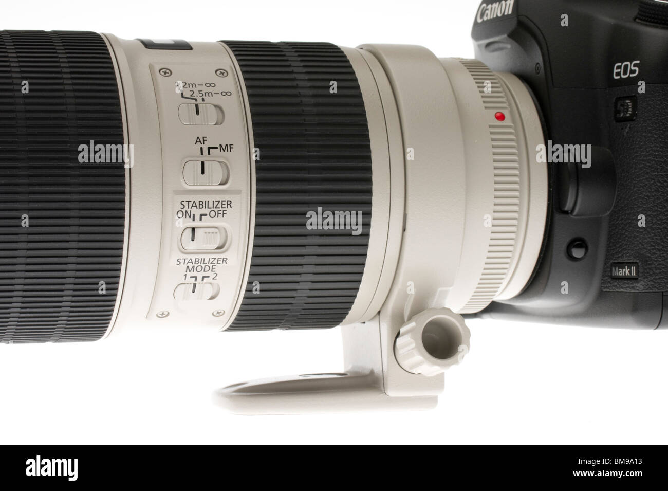Canon 70-200mm f/2.8 II EST lens 2010 Lancement - Commandes et trépied Banque D'Images