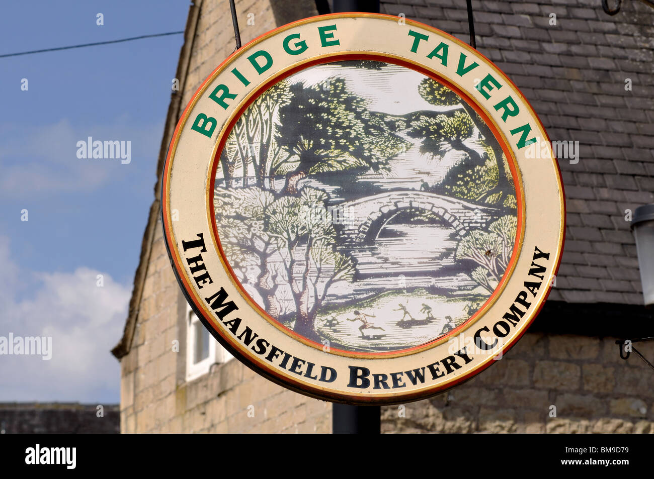 Bridge Tavern sign, Mansfield, Nottinghamshire, Angleterre, RU Banque D'Images