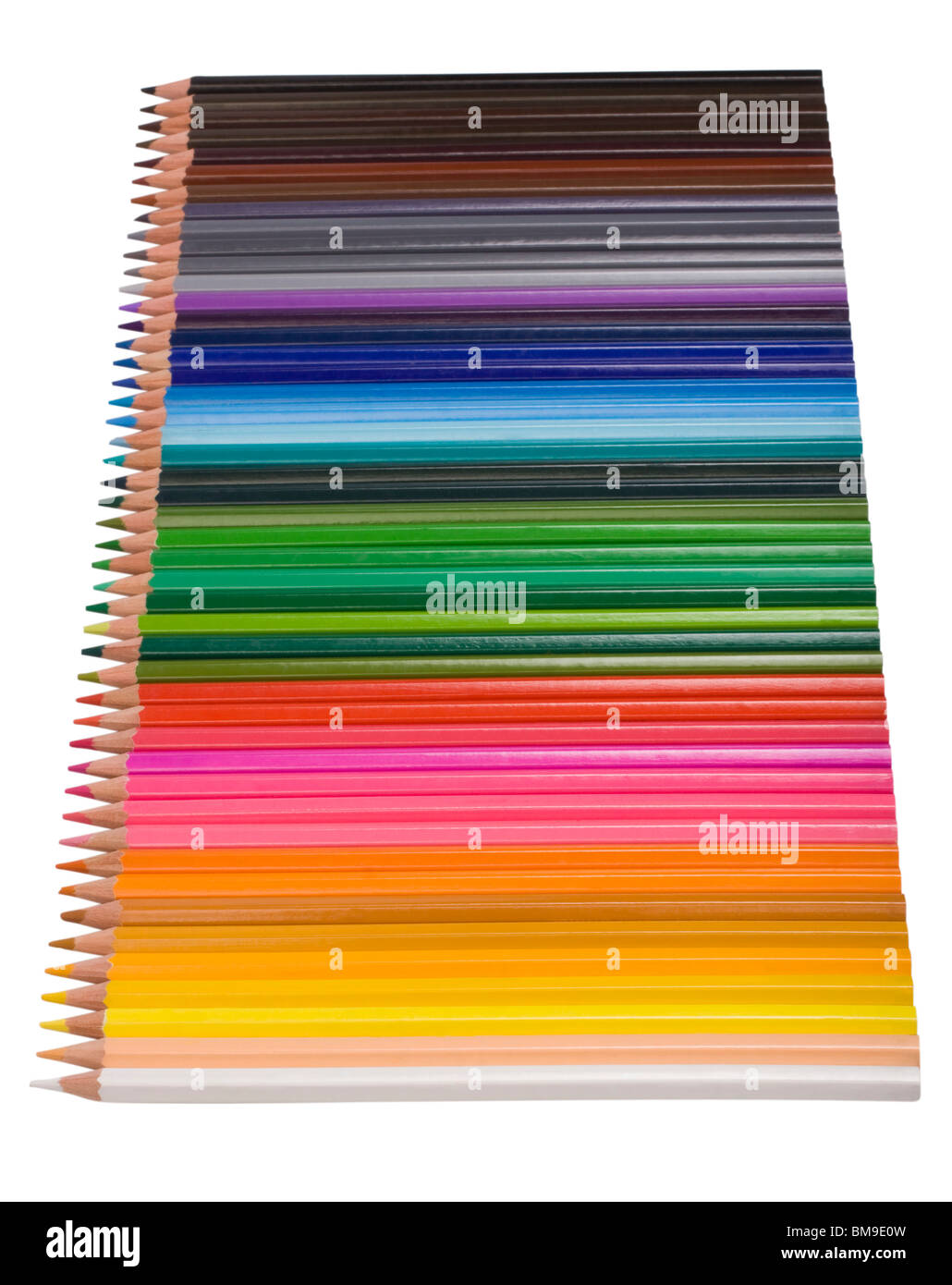 Close-up de crayons de couleur dans une rangée Banque D'Images Close-up de crayons de couleur dans une rangée Banque D'Images