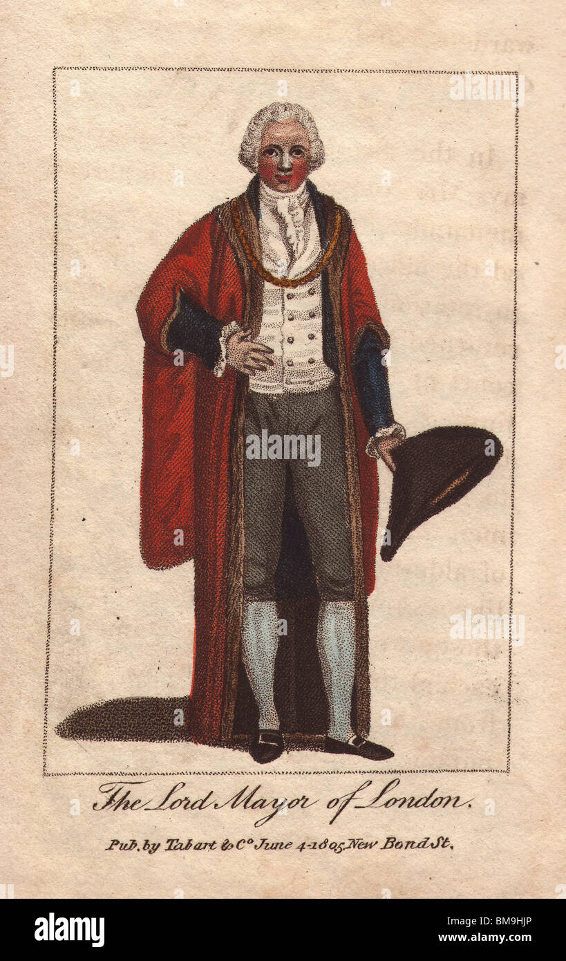 Lord Maire de Londres, de velours rouge, perruque, et black hat. Banque D'Images
