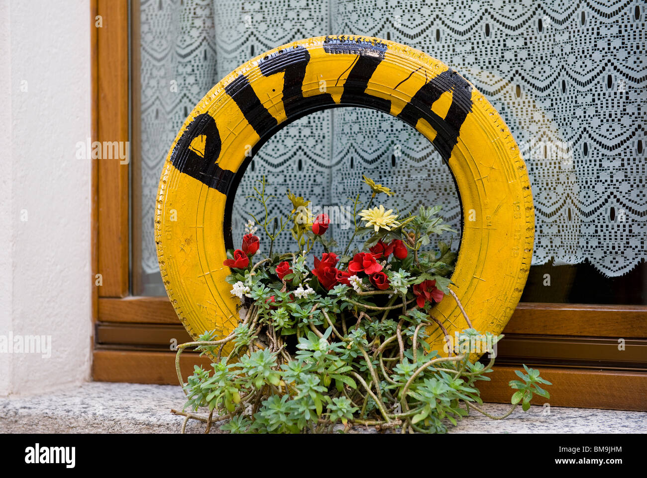 Restaurant pizza sign, lac Majeur, Italie Banque D'Images