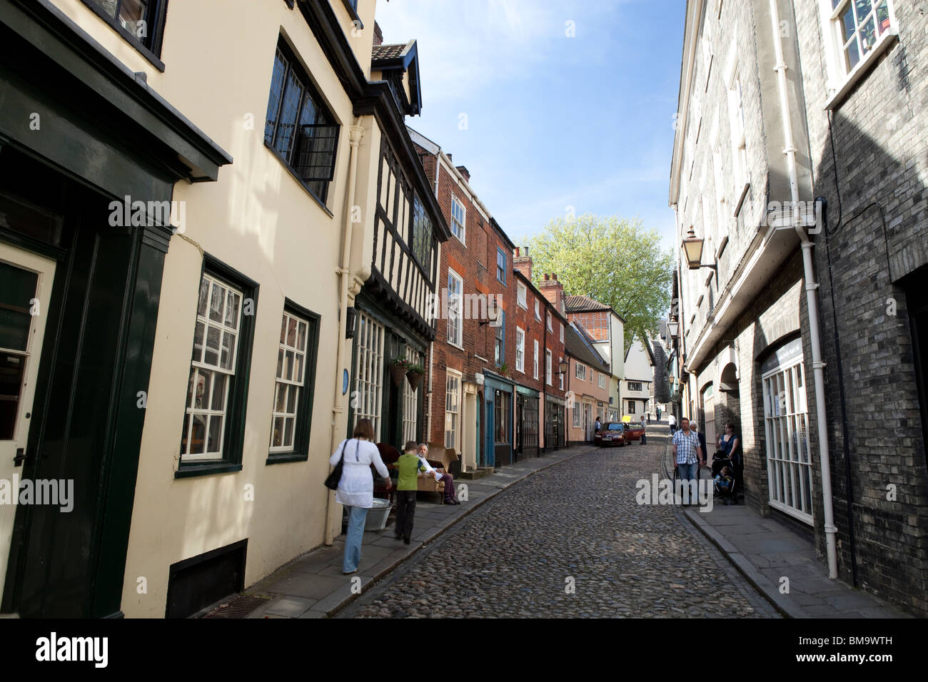 Orme historique Hill dans le centre-ville de Norwich, Norfolk, Angleterre Banque D'Images
