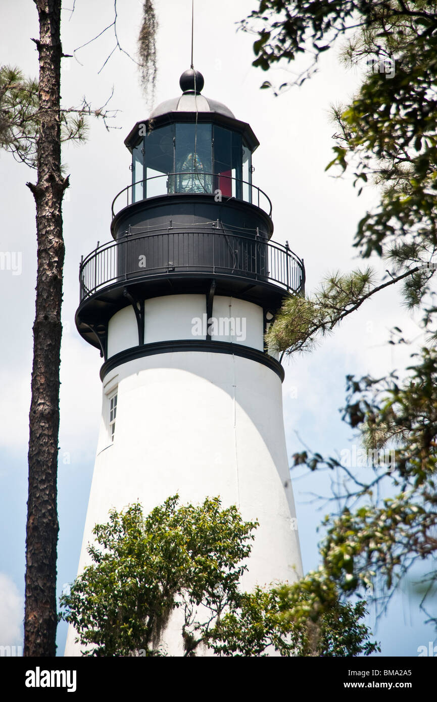Amelia Island Lighthouse. Déplacé de Cumberland Island en Géorgie en 1838. Banque D'Images