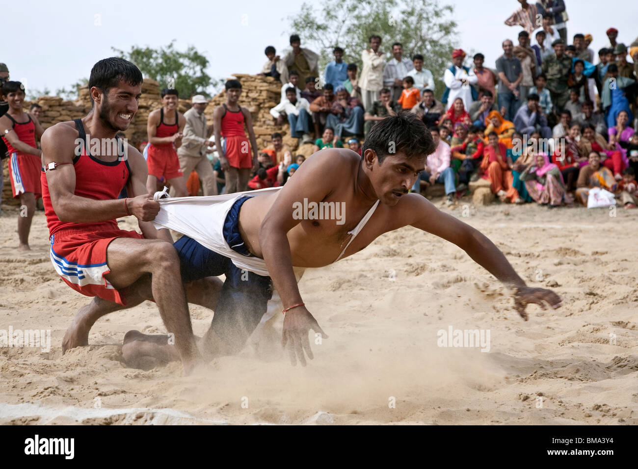 Kabaddi match. Village Khuri. Le Rajasthan. L'Inde Banque D'Images