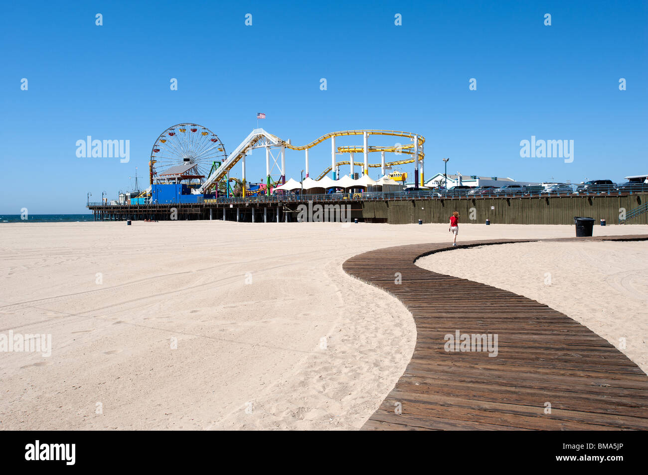 La plage et la jetée de Santa Monica California USA Banque D'Images