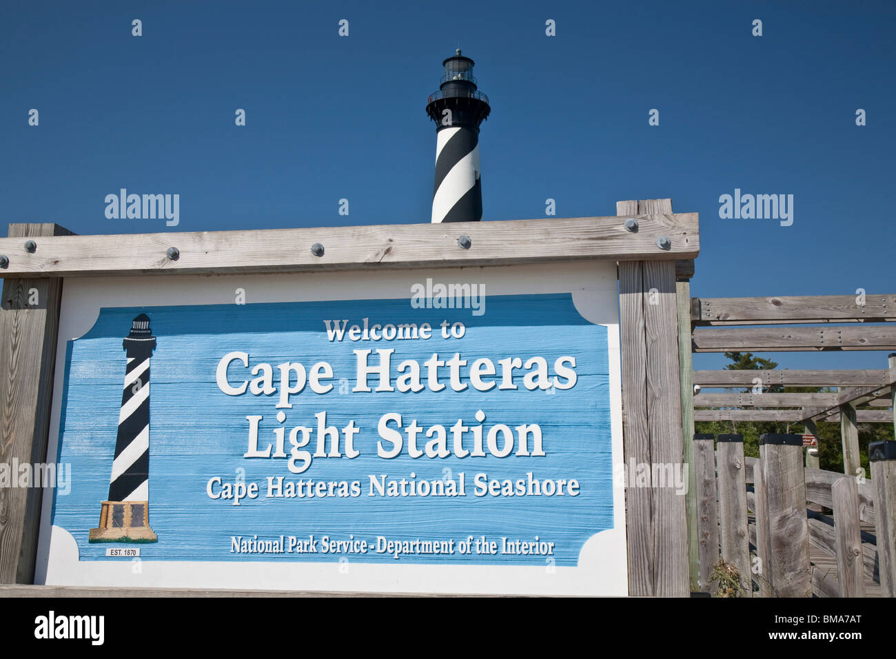 Le panneau à l'entrée de la Cape Hatteras Lighthouse Banque D'Images