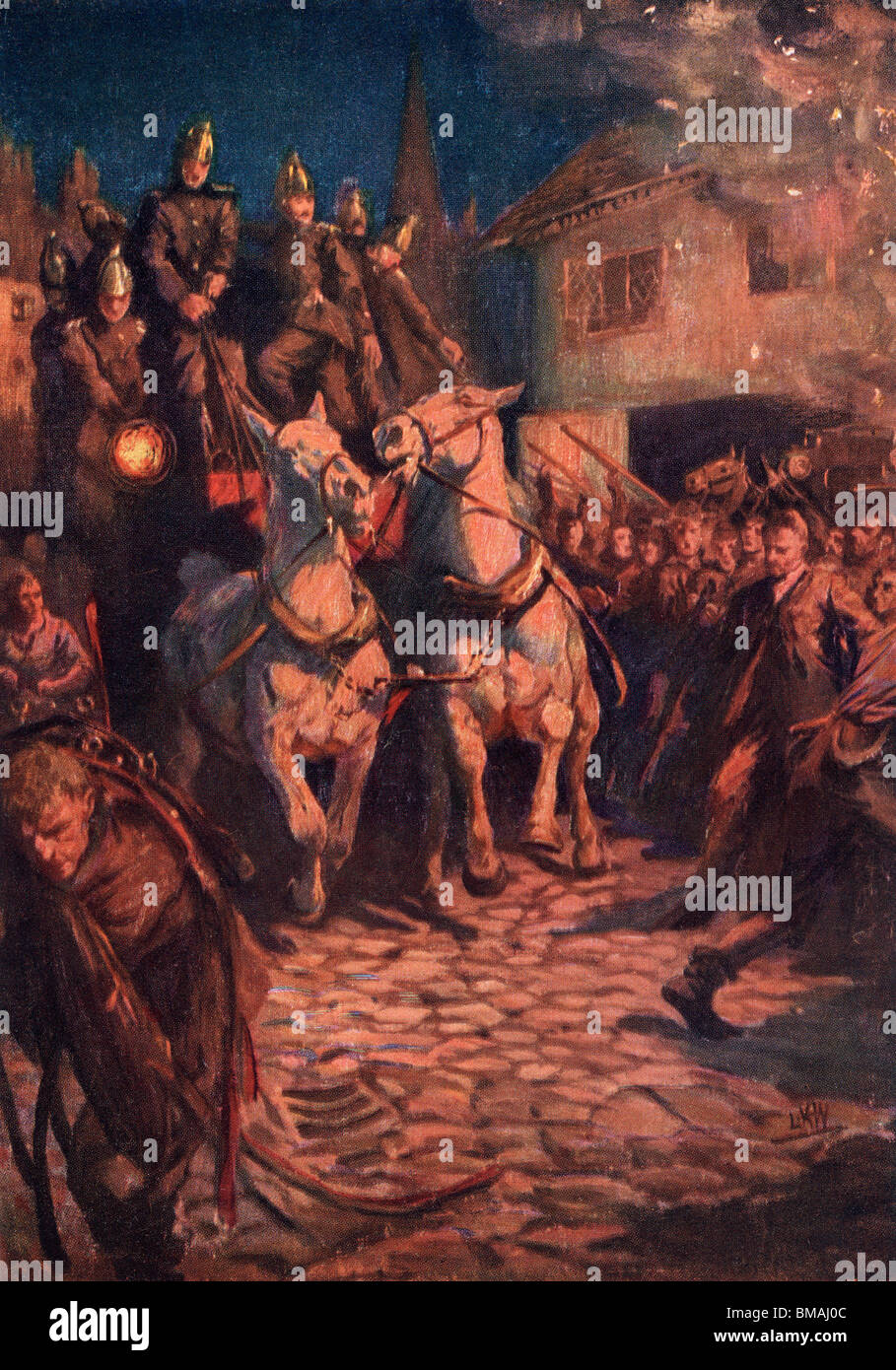 Le feu. Illustration par Lucy Kemp Welch de la beauté noire par A. Sewell publié en 1915. Banque D'Images