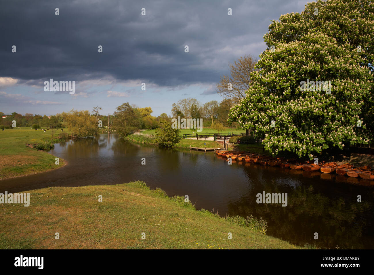Grande-bretagne Angleterre Suffolk Frontières Essex Dedham Rivière Stour Boathouse Pays de Constable Banque D'Images