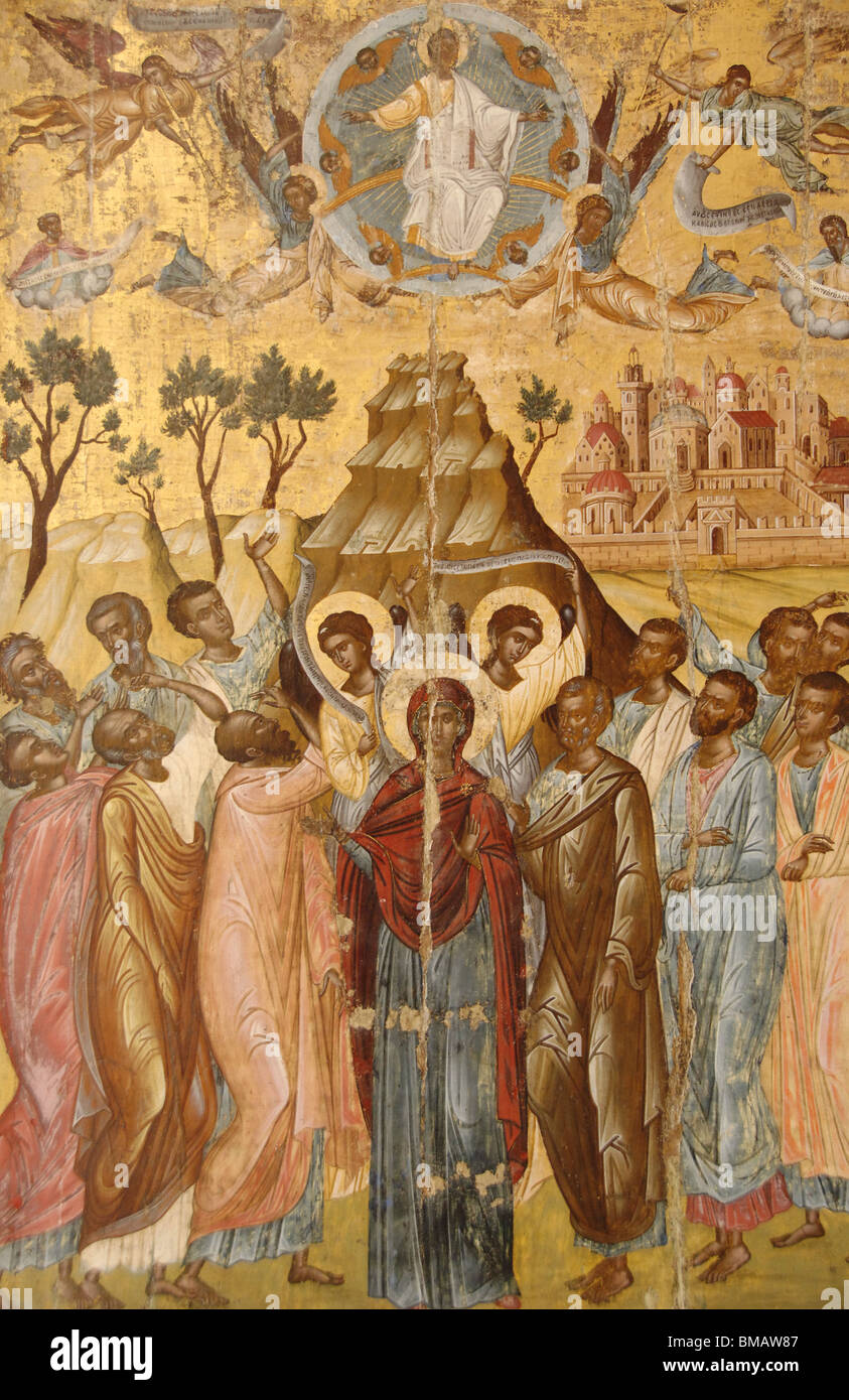 L'Ascension. Première moitié du 17ème siècle. Musée byzantin. Zante. Îles Ioniennes. La Grèce. Banque D'Images