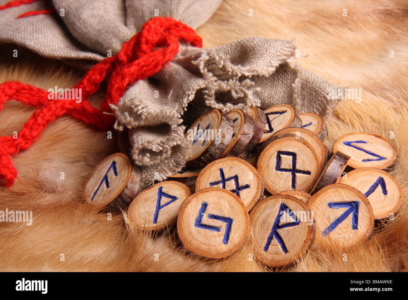 Runes avec poche close-up Banque D'Images