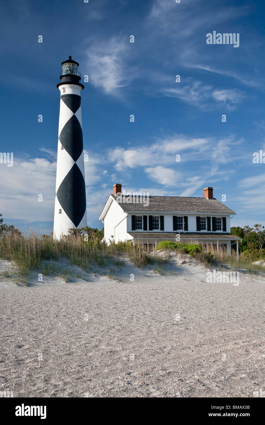 Cape Lookout Lighthouse sur Cape Lookout National Seashore, Caroline du Nord. Banque D'Images