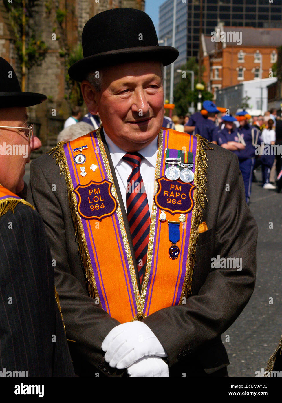 Orangefest, 12 juillet 2009 défilé Orange à travers le centre de Belfast. L'un des nombreux défilés en Irlande du Nord. Banque D'Images