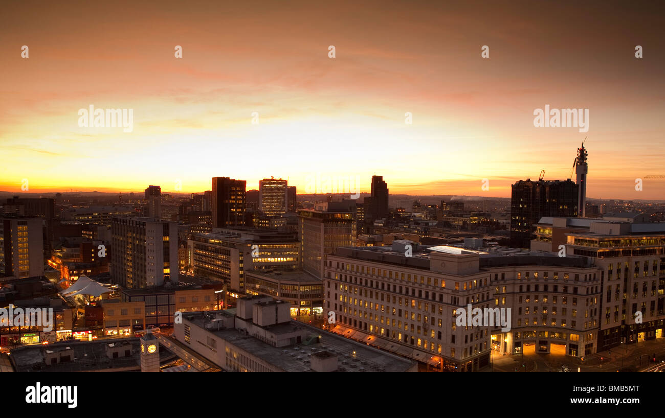 Coucher de soleil sur Birmingham, West Midlands, Angleterre. Banque D'Images