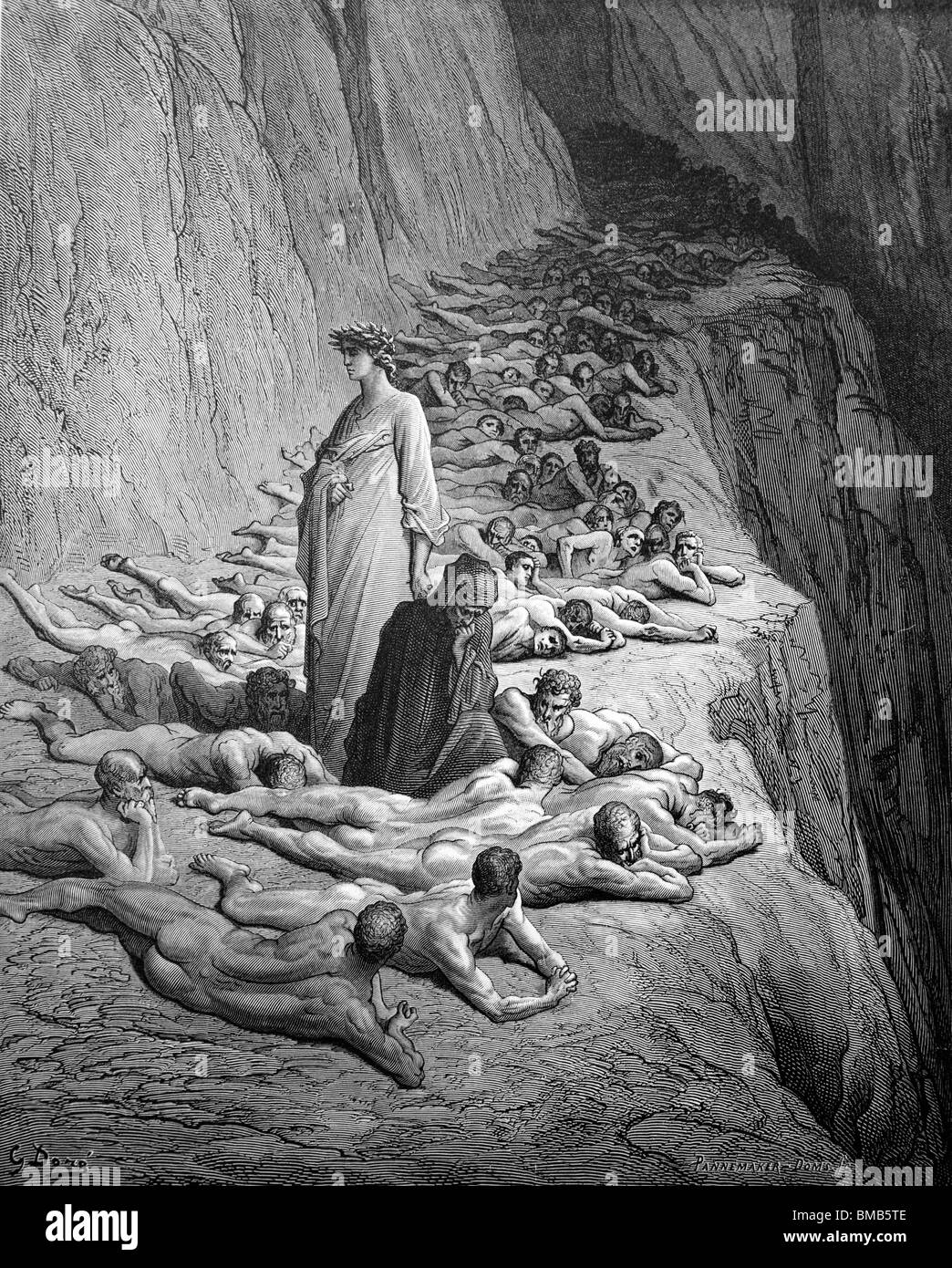 Gravure de Gustave Doré de la Divine Comédie de Dante Alighieri 'Purgatoire  et le paradis' ; Dante et Virgile rencontrez l'Avare Photo Stock - Alamy