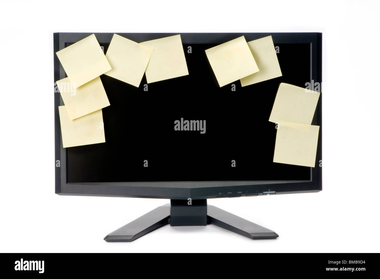 Comupter moniteur avec post-it post-it Banque D'Images Comupter moniteur avec post-it post-it Banque D'Images