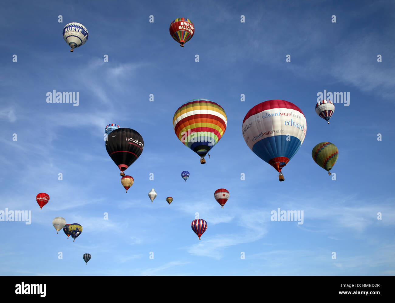 Lancement de ballons de masse à la Bristol Balloon Fiesta 2009 Banque D'Images
