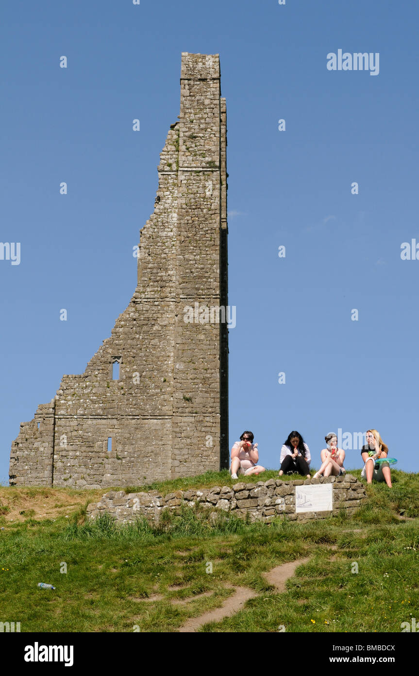 Le Clocher jaune qui domine la ville irlandaise de Trim County Meath Irlande Banque D'Images