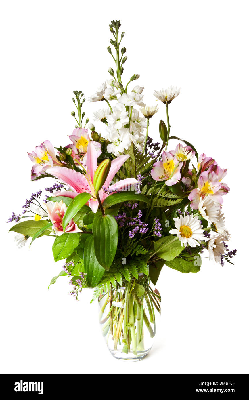 Bouquet de fleurs isolé sur un tableau blanc Banque D'Images