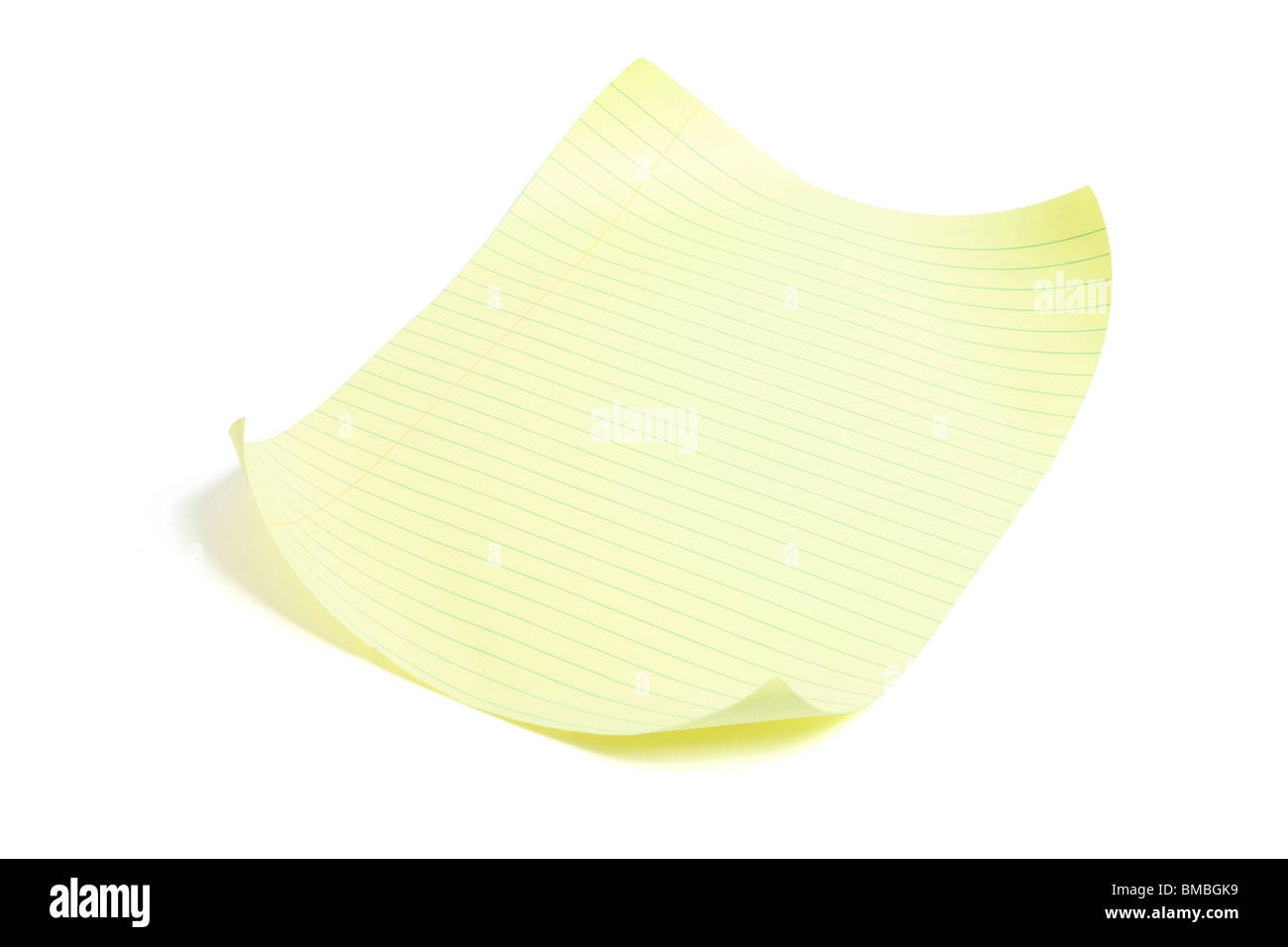 Feuille de papier jaune Banque D'Images