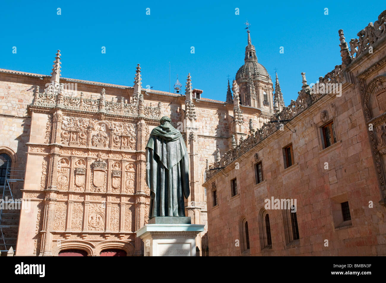 Façade de l'université. Salamanque, Castille Leon, Espagne. Banque D'Images