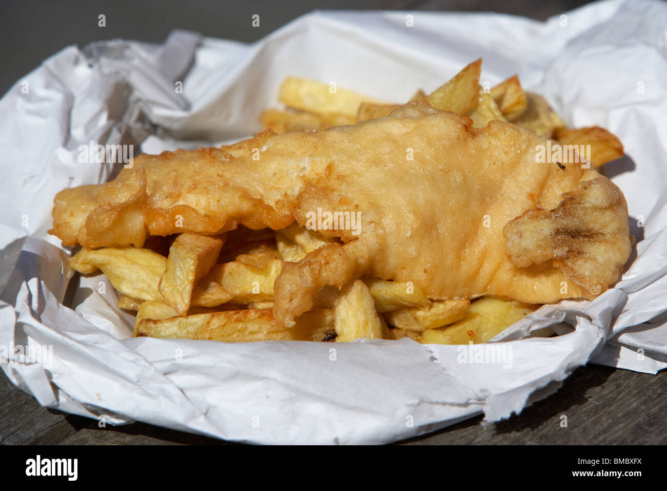 La morue anglais traditionnel fish and chips england uk Banque D'Images