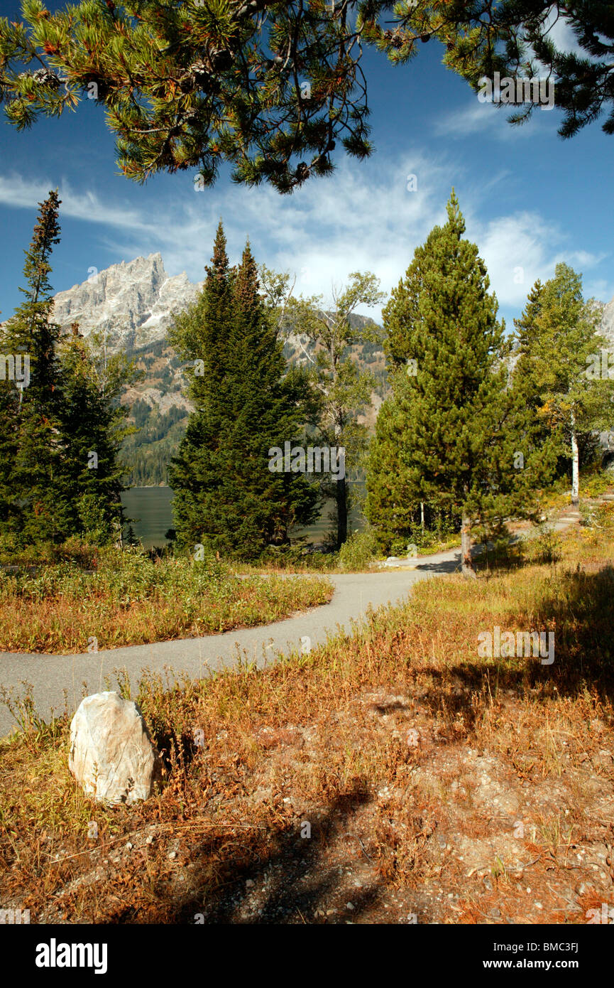 Sentier polyvalent le long de la rivière Grand Teton National Park Banque D'Images