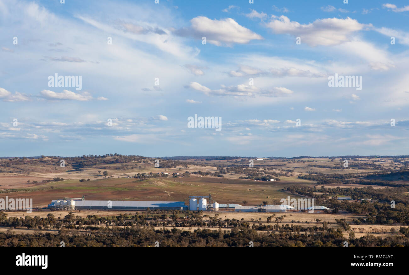 Les silos à grains de l'ouest de l'Australie sur une ferme près de York dans la vallée d'Avon. Banque D'Images