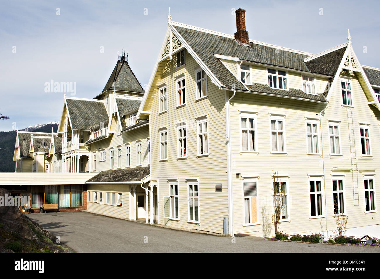 Le hall d'entrée d'Kviknes Hotel à Balestrand Sogn Sogn Norvège Banque D'Images