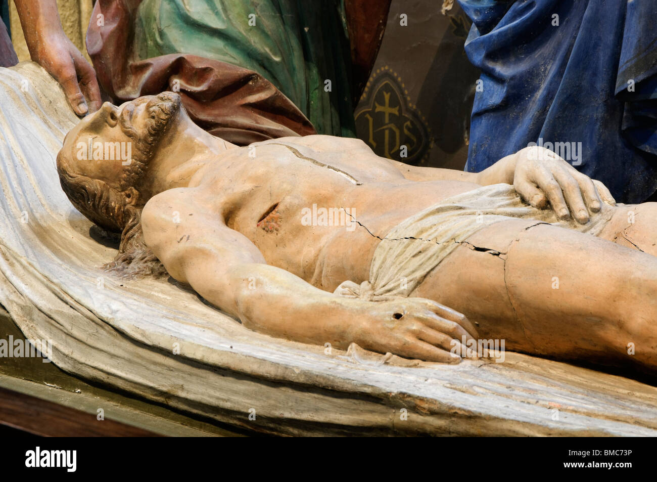 La figure du Christ dans le repos, la cathédrale Saint Corentin Quimper Bretagne France Banque D'Images