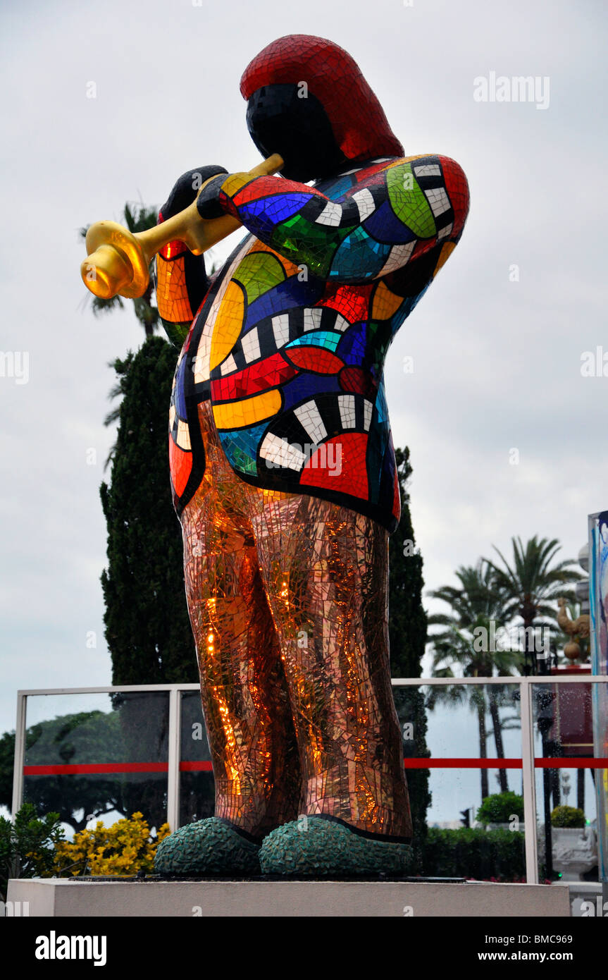 Miles Davis sculpture à l'hôtel Negresco, Nice, France Banque D'Images