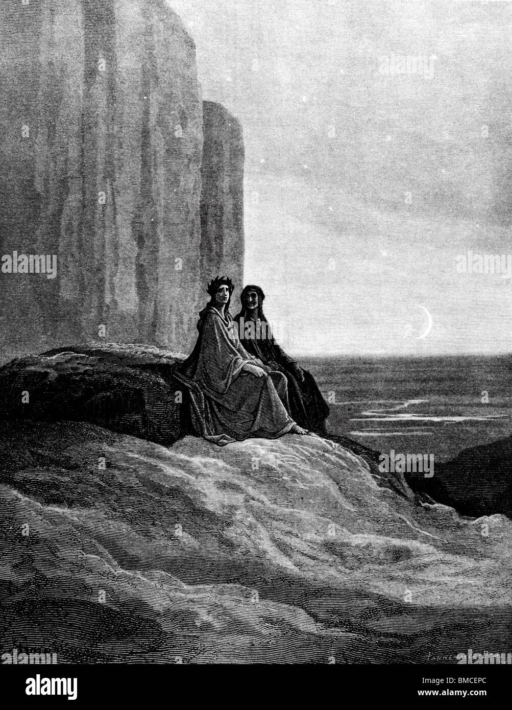 Dante et Virgile dans Moonrise Banque D'Images