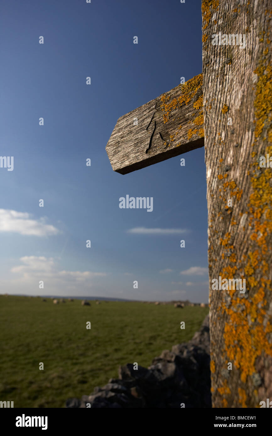 Panneau indiquant l'itinéraire à pied sentier droit de passage dans le Derbyshire Dales high peak district national park england uk Banque D'Images