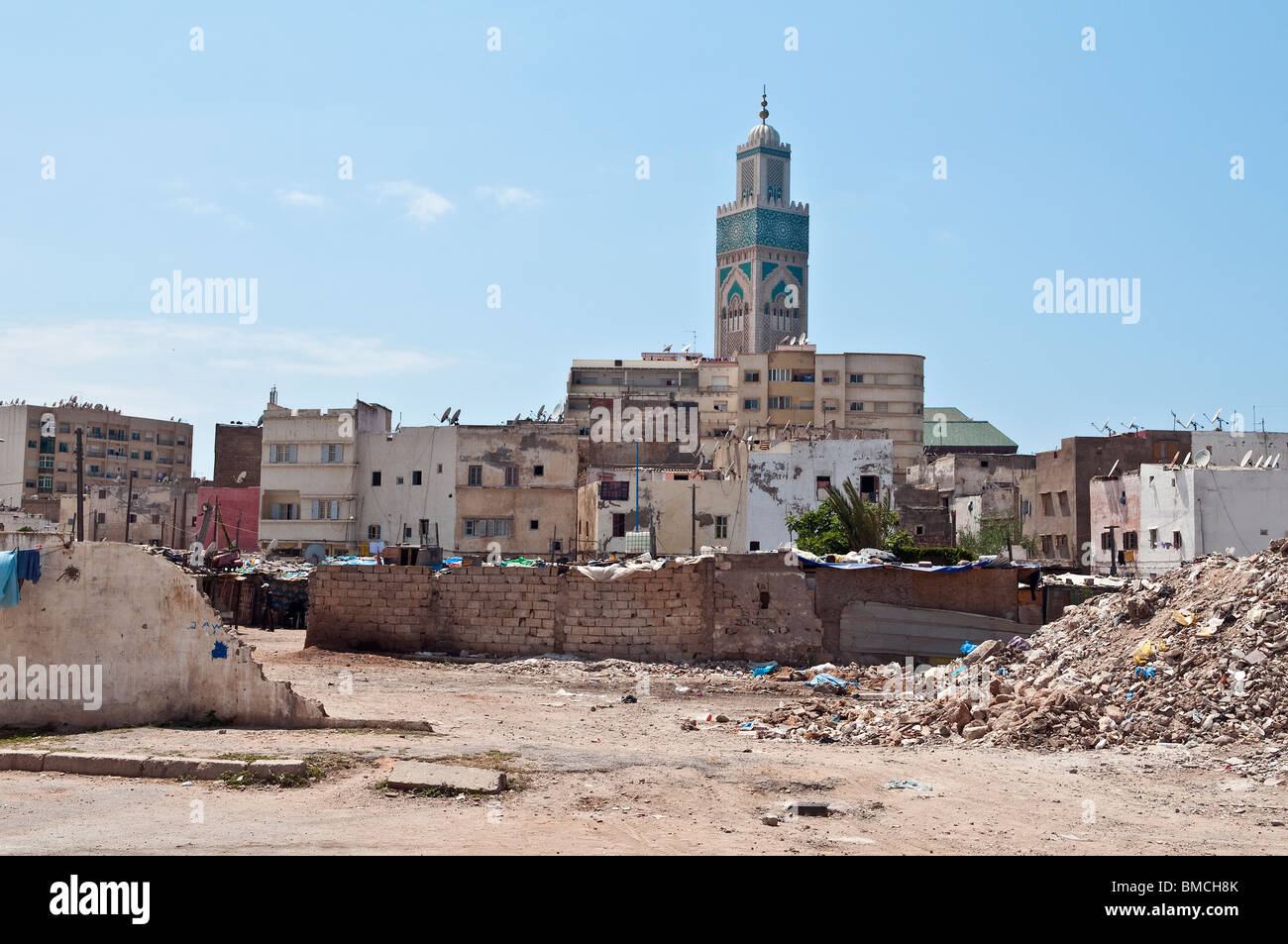 Afrique Casablanca Maroc Maroc mosquée minaret verticale Banque D'Images