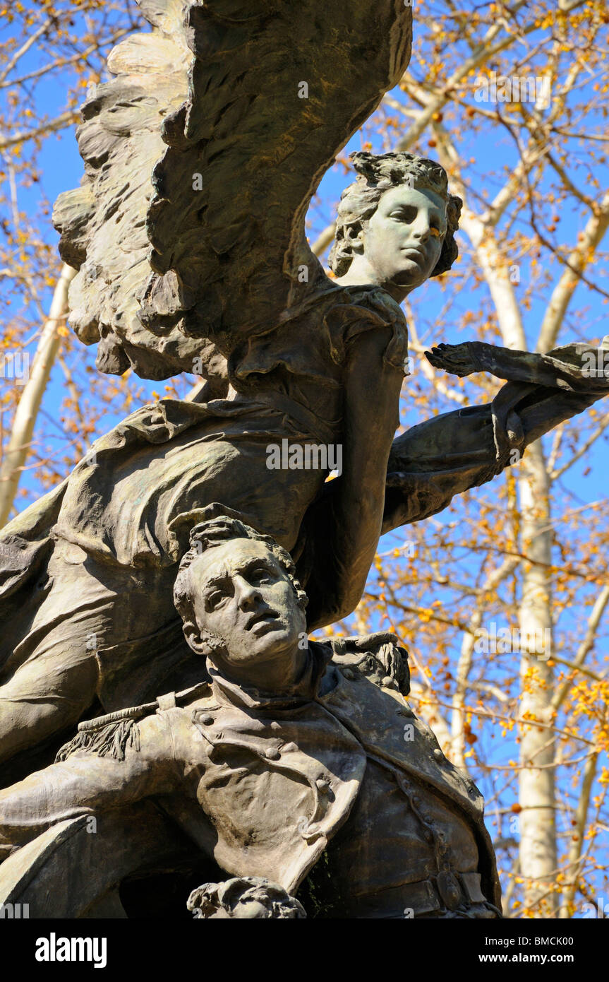Madrid, Espagne. Prague de la Montagna Monument commémorant le 2 mai 1808 / Monumento al Pueblo del Dos de Mayo Banque D'Images