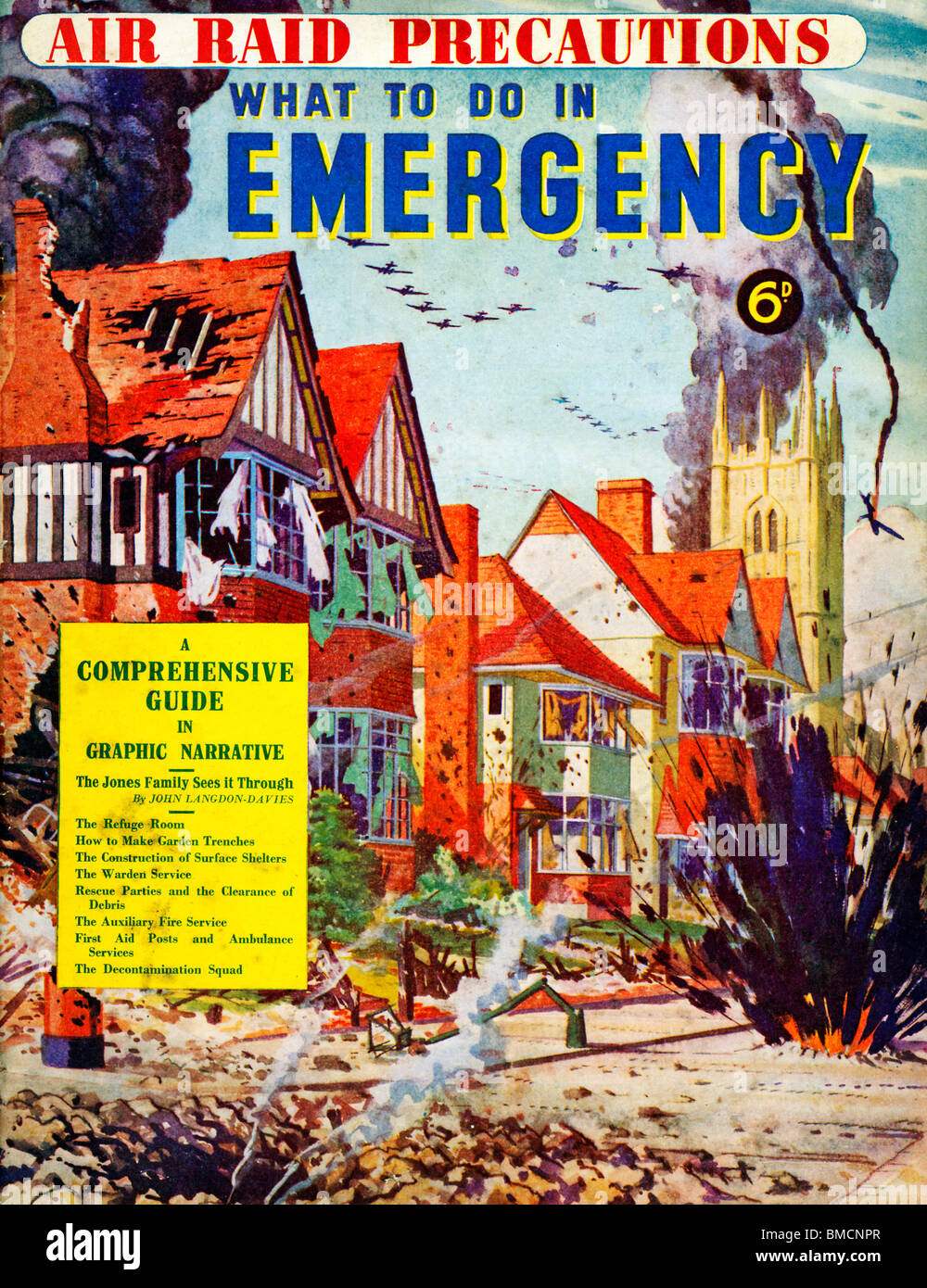 Précautions de protection de l'air, de la revue anglaise Blitz avec des histoires et des instructions sur la façon de faire dans un raid de bombardement allemand Banque D'Images