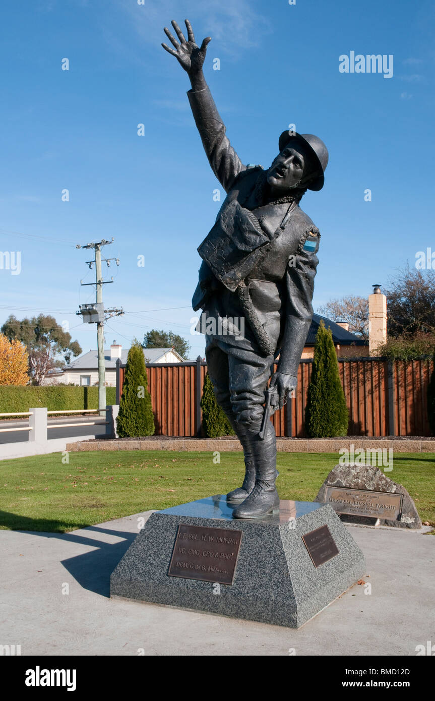 Monument de la Première Guerre mondiale, héros de Tasmanie Lt Col H.W. Murray VC CMG ASM et bar dans le village historique de Tasmanie Evandale Banque D'Images
