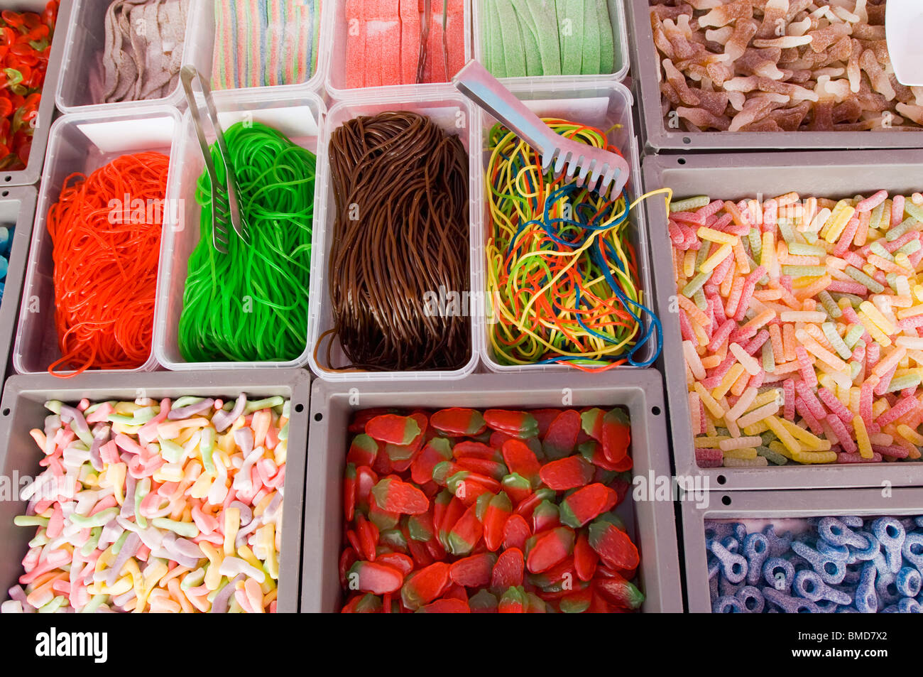 Détail de l'image des bonbons sur les ventes dans un marché Banque D'Images