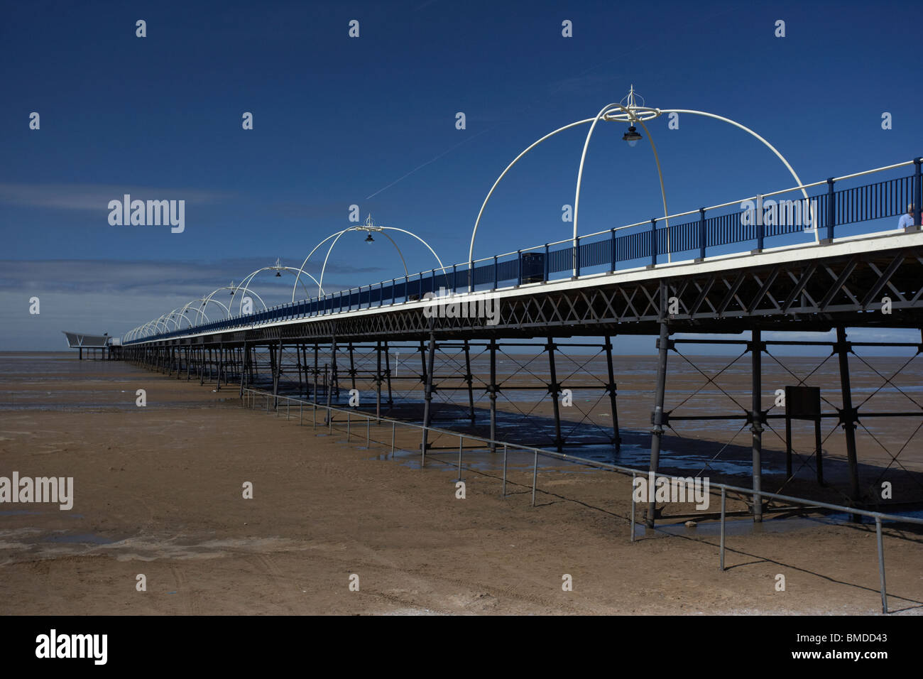 Front de plage et jetée de Southport Merseyside England uk Banque D'Images