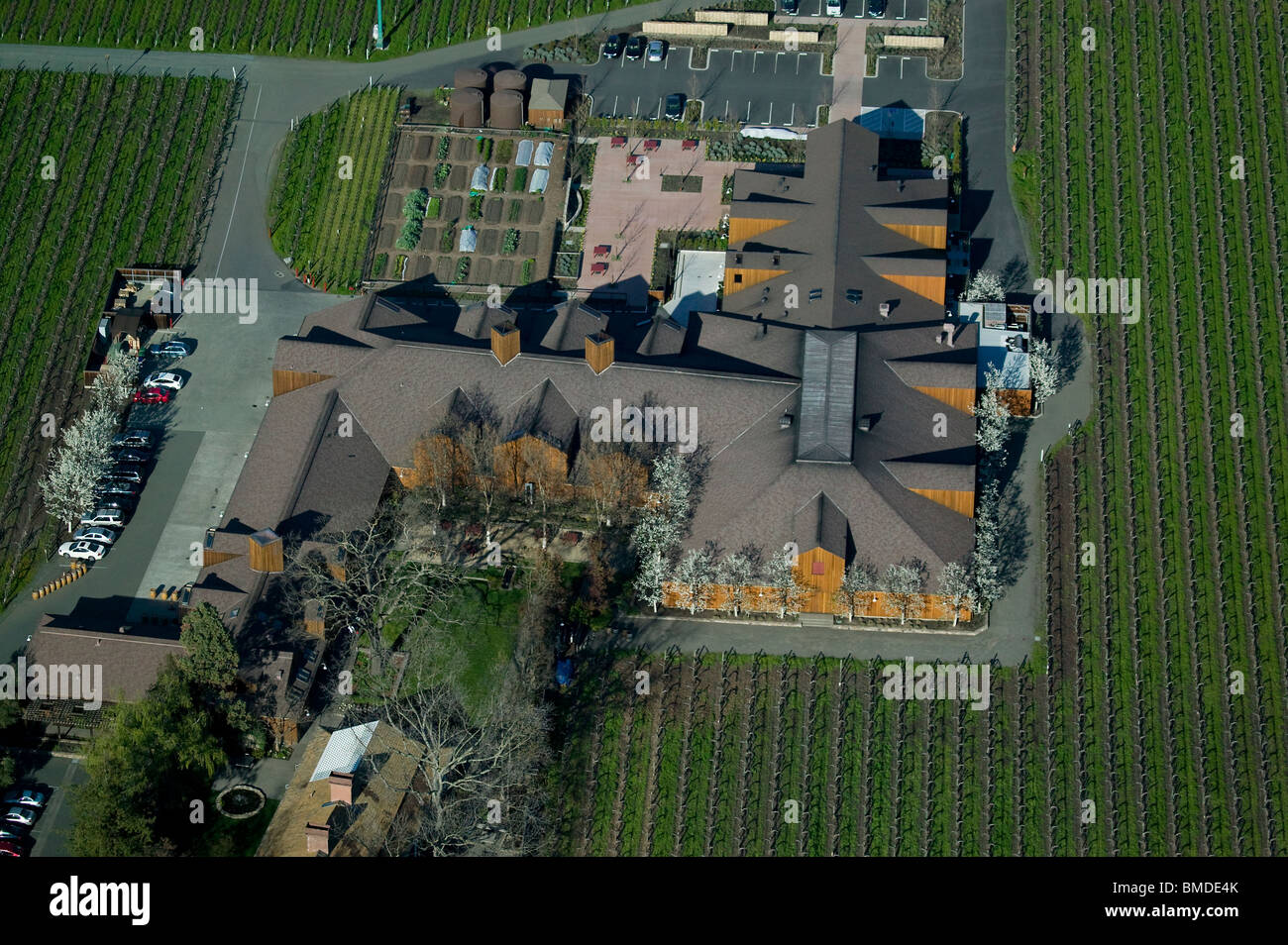 Vue aérienne au-dessus de winery vineyard Napa Valley Californie Banque D'Images