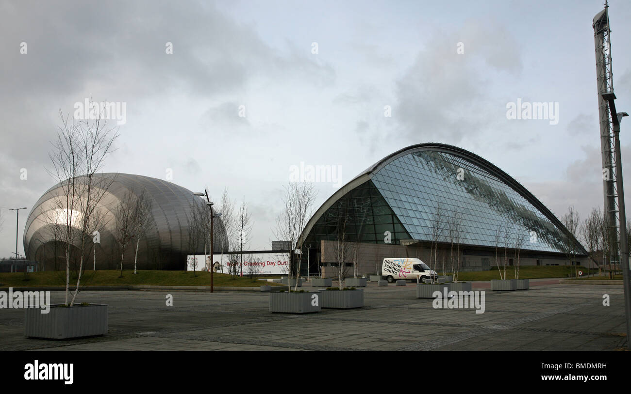 Le Centre des sciences de Glasgow Science Centre Commercial, CINÉMA IMAX et tour de Glasgow, Glasgow, Ecosse Banque D'Images