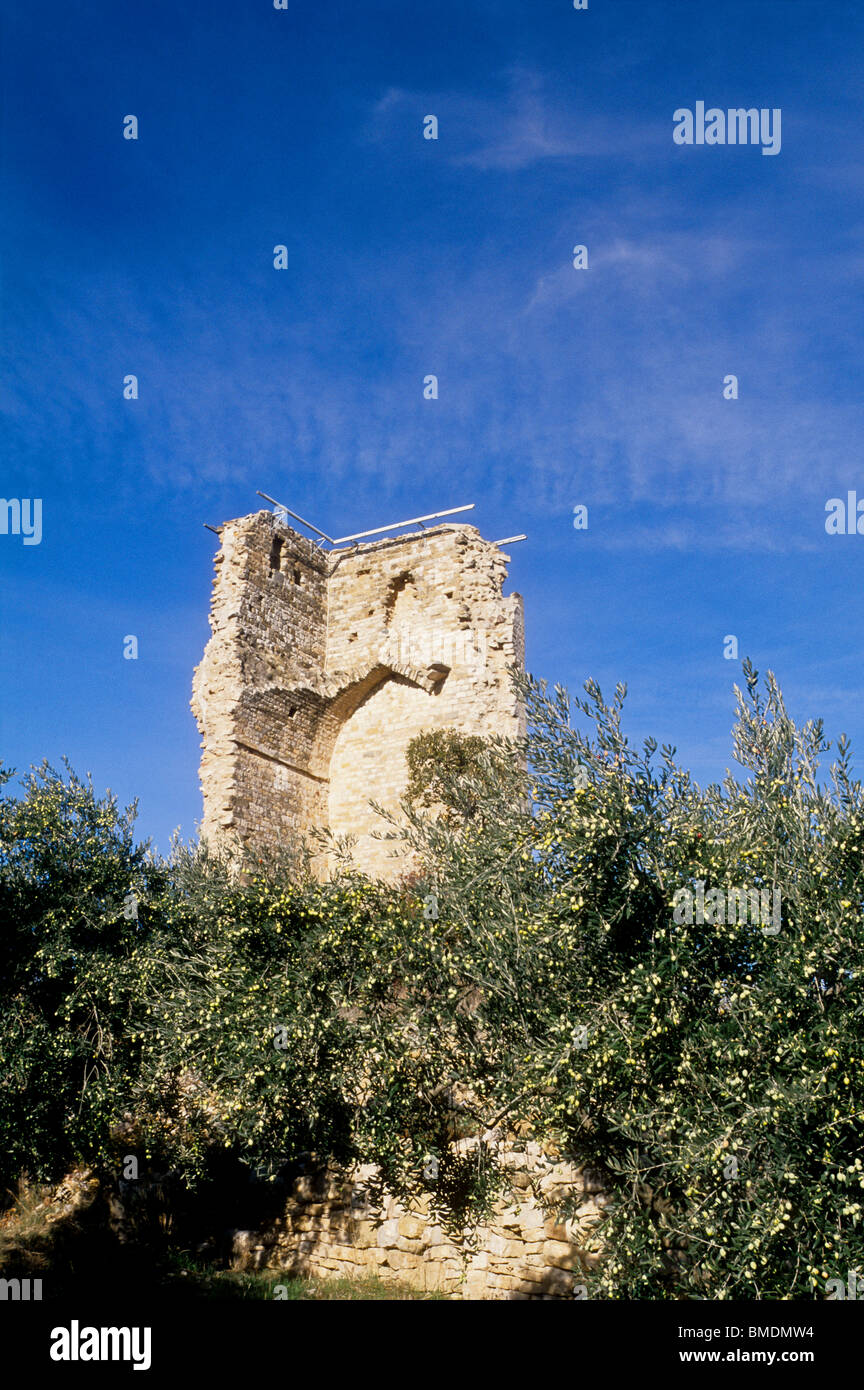 Tour ruine médiévale près de la ville de Manosque Banque D'Images