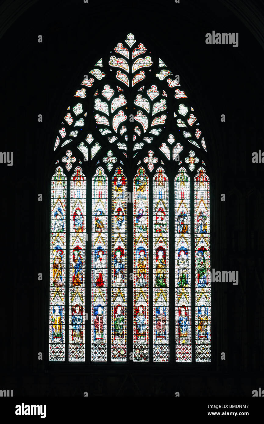 Grande fenêtre dans l'ouest de York Minster, York, England, UK Banque D'Images